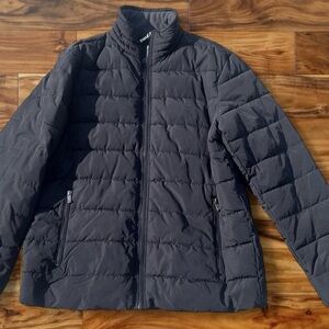 Black Weatherproof brand puffer jacket with zipper pockets